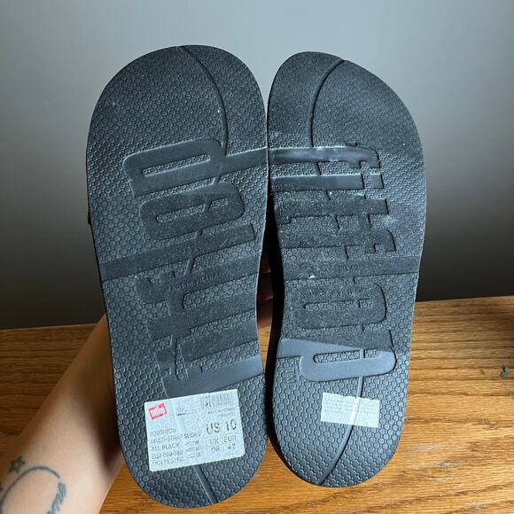 FITFLOP BLACK MIX iQUSHION MULTI STRAP SLIDES SANDALS SHOES SIZE 10 - Picture 6 of 7